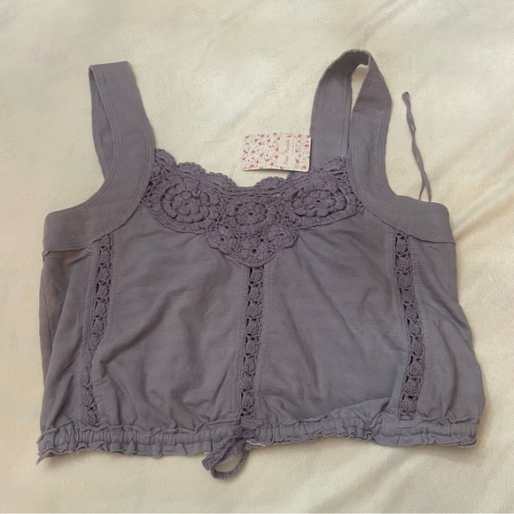 New! Free People Sweet Nothing Crop Tank frosted lilac Medium 1125 - Picture 2 of 8